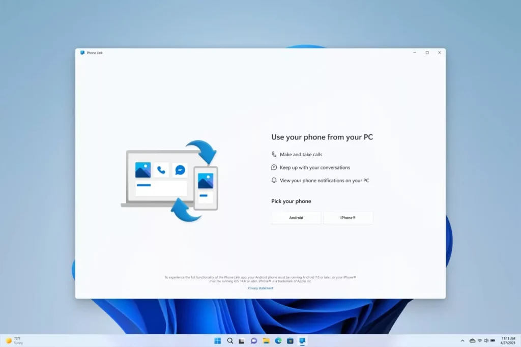 مایکروسافت برنامه Phone Link ویندوز 11 را به کاربران آیفون ارائه می‌دهد